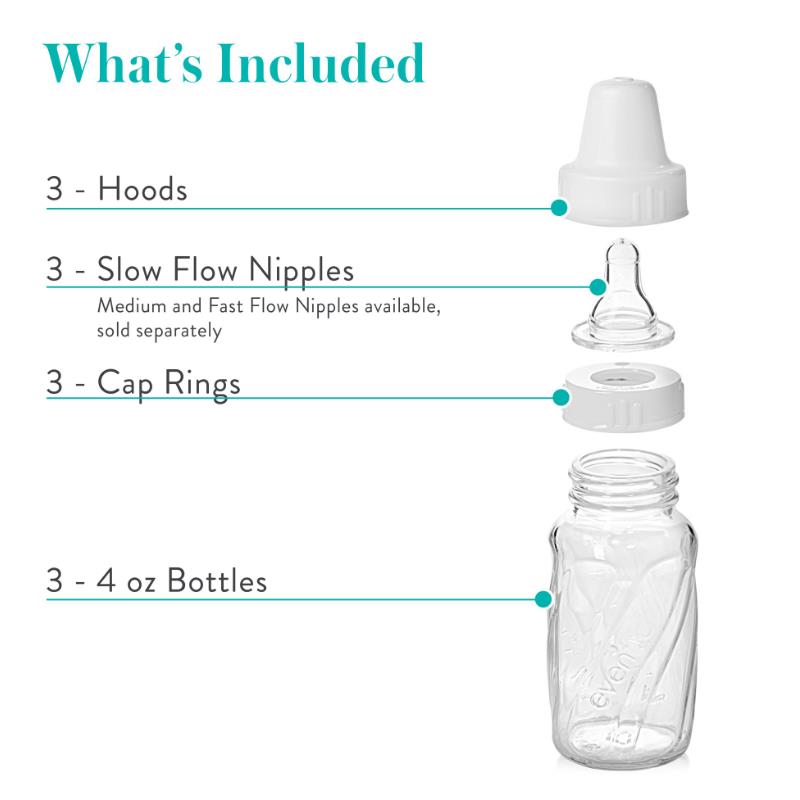 Evenflo Feeding 3Pk Classic Glass Bottles, 4 Oz  Image 4