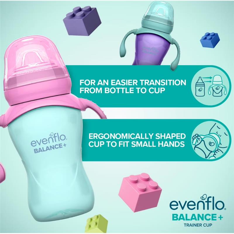 Evenflo Feeding 5 Oz Balance Sippy Cups, 2Pk for Babies 6M+, Pink & Purple Image 5