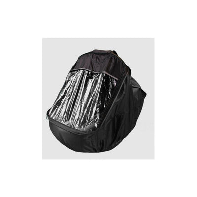 Ezi Rain Cover for car seats in eco-friendly black material with a clear, protective front panel.