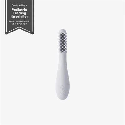 Baby-Led™ Toothbrush in Pewter color featuring a textured silicone brush head, designed for early oral care.