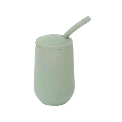 Ezpz Happy Cup and Straw System in sage color, features a spill-proof design with a flexible straw.