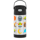 Garrafa térmica - garrafa de palha de 12 onças isolada em aço inoxidável, mandaloriana 