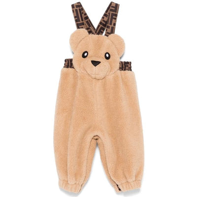 Fendi Baby - Short Sleeve Romper With Logo Beige Image 1