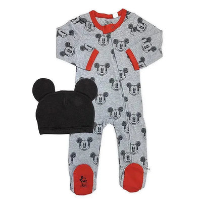 Finn + Emma Footie & Hat Mickey, Grey/Red/Black Image 1