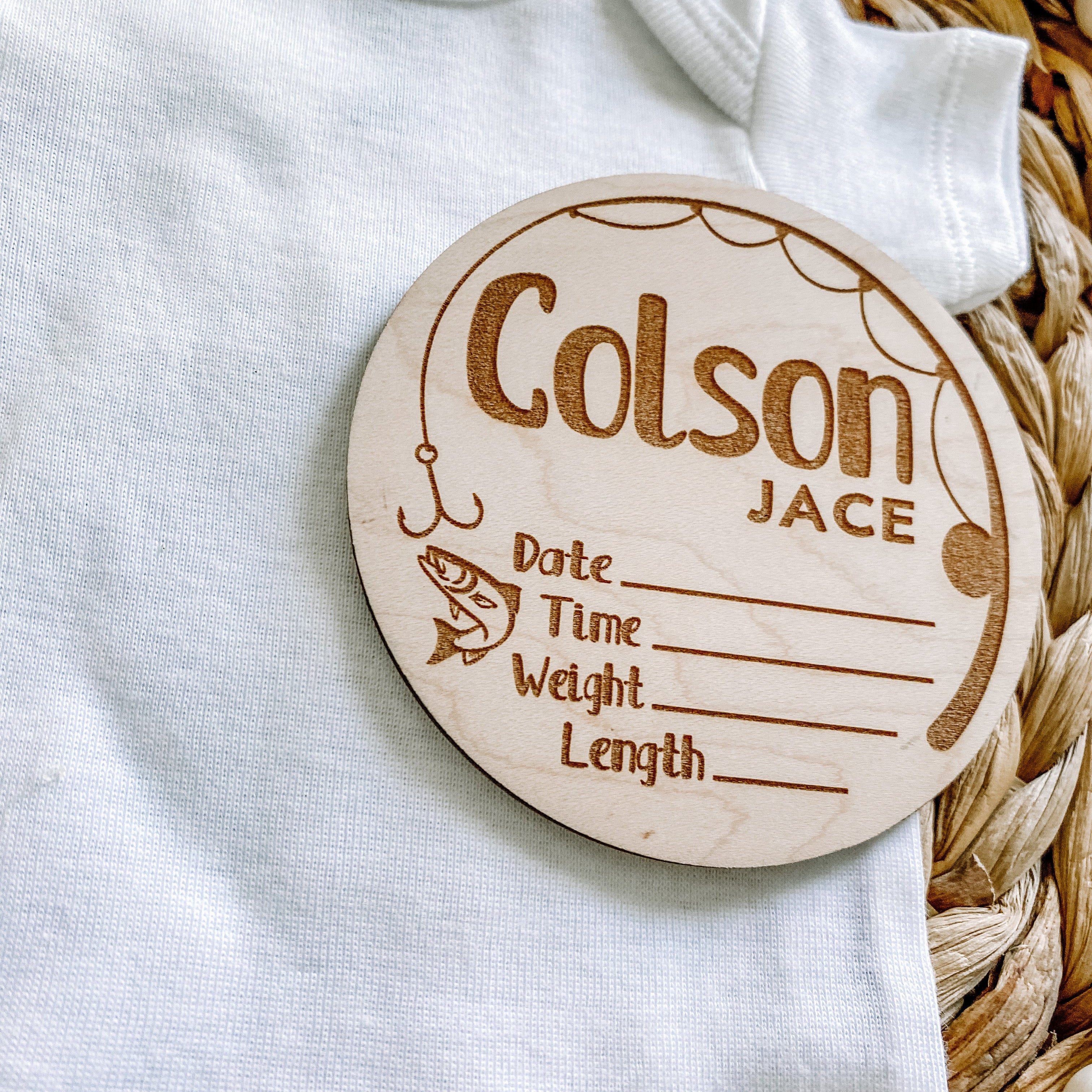 Custom Birth Announcement Stat Disc - Brody Fishing