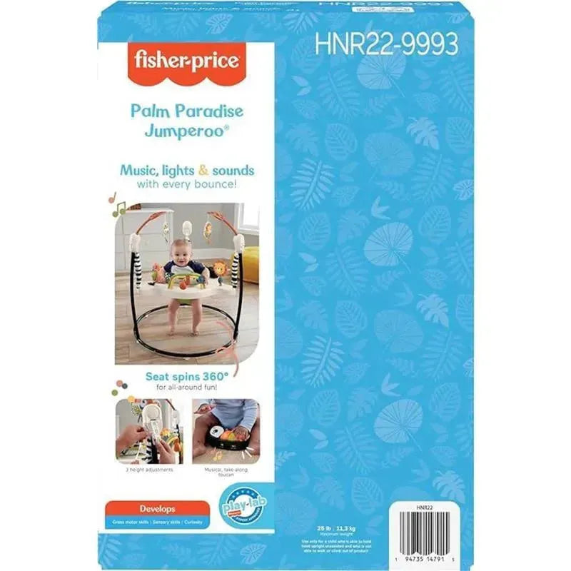 Fisher-Price - Baby Bouncer Palm Paradise Jumperoo Activity Center with Music Lights Sounds and Developmental Toys? Image 3