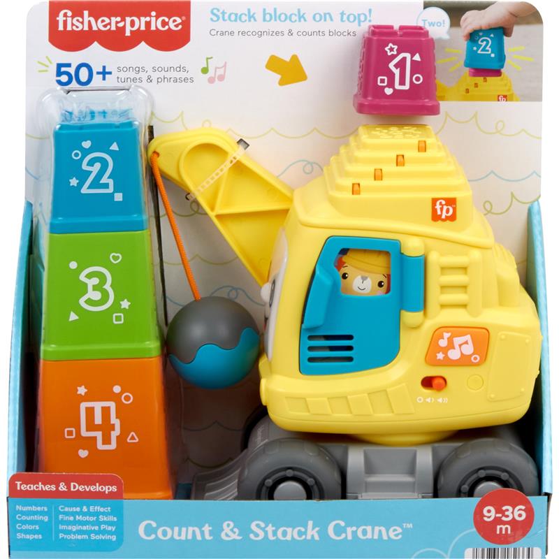 Fisher Price - Baby & Toddler Learning Toy Count & Stack Crane with Blocks Image 6