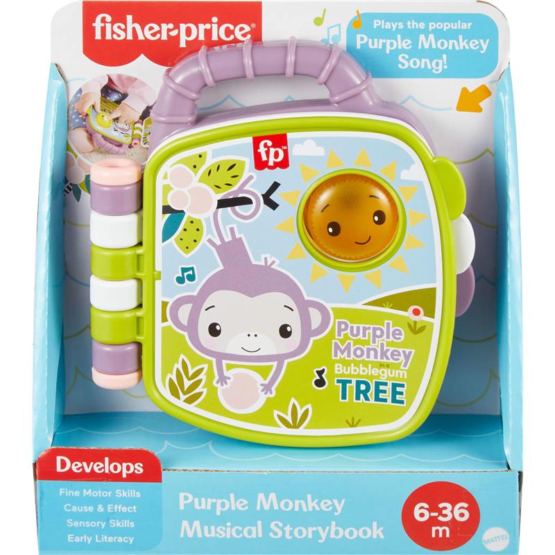 Fisher Price - Baby Toy Purple Monkey Musical Storybook with Lights & Sounds Image 6
