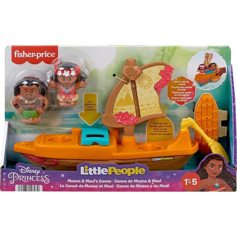 Fisher Price - Little People Toddler Toys Disney Princess Moana & Maui’s Canoe Sail Boat with 2 Figures Image 6
