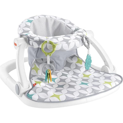 Fisher-Price Portable Baby Chair Sit-Me-Up Floor Seat with Developmental Toys, Geo Lines Image 1