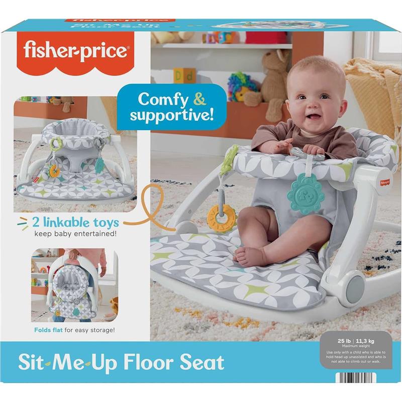 Fisher-Price Portable Baby Chair Sit-Me-Up Floor Seat with Developmental Toys, Geo Lines Image 5