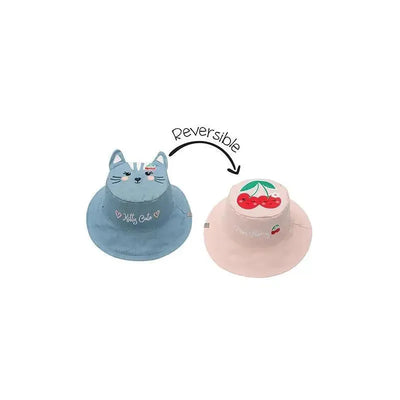 Flap Jack Kids Reversible Kids & Toddler Sun Hat Cat/Cherry Image 1
