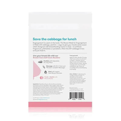Breast Mask for Engorgement by Frida Mom, featuring instructions and benefits for relieving breast engorgement.