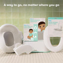FridaBaby Drop Down Potty Training Seat for toddlers, featuring easy-to-clean design and accompanying potty training accessories.