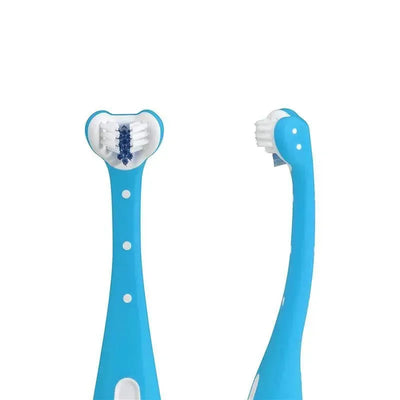 Blue Fridababy Smilefrida 2.0 Toothhugger featuring a unique heart-shaped design and dual brush heads for effective cleaning.