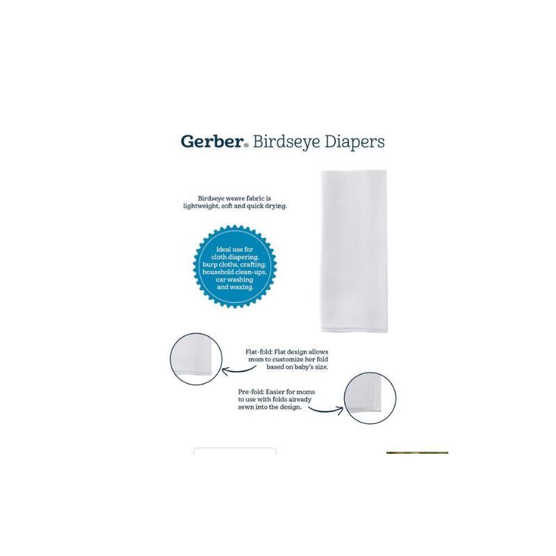 Gerber 10 Pack White Prefold Birdseye Cloth Diapers Image 3
