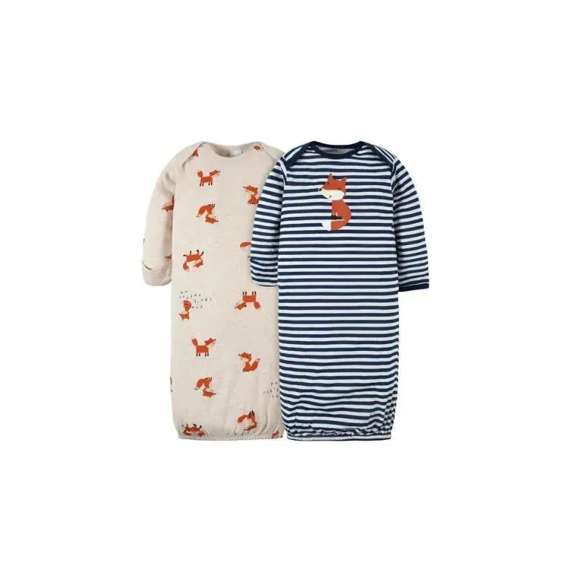 Gerber - 2 Pk Gown Boy Fox, 0/6M Image 1