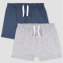 Gerber 2Pk Baby Boy Shorts Grey/Blue, 3/6M Image 1