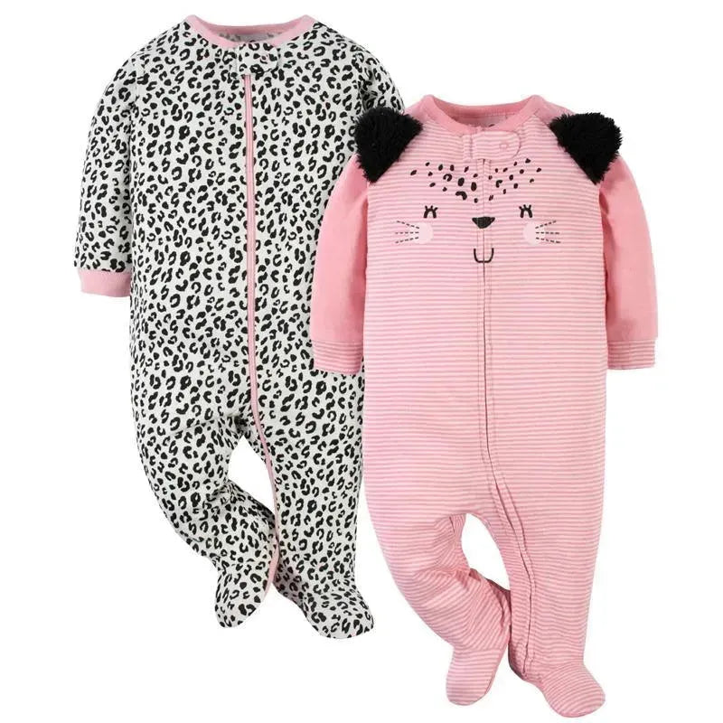 Gerber - 2Pk Baby Sleep'n'play - Girl Leopard Image 1