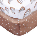 Gerber 2Pk Baby Unisex Knit Crib Sheet, Boho Rainbow, One Size Image 1