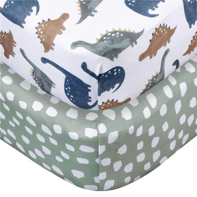 Gerber 2Pk Baby Unisex Knit Crib Sheet, Dino Time, One Size Image 1