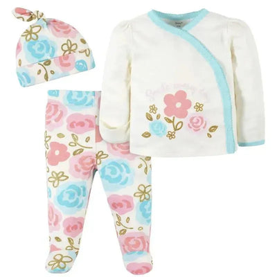 Gerber - 3Pc Take me home Set (Side Snap Mitten Cuff Shirt, Footed Pant & Cap) - Girl Princess Image 1