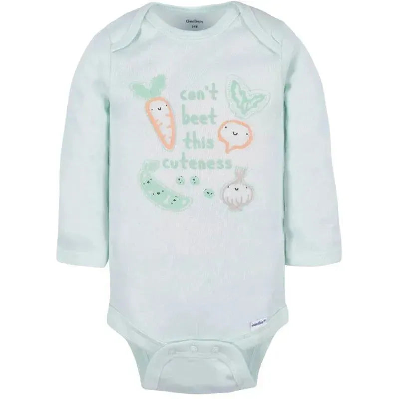 Gerber - 3Pk Baby Neutral Vegetables Long Sleeve Onesies Image 4