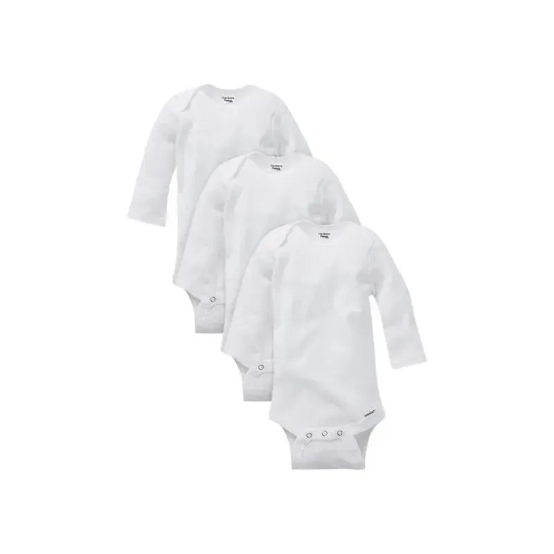 Gerber 3pk Long Sleeve Onesies 24M White Image 1