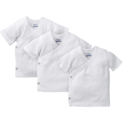 Gerber 3Pk Short Sleeve Side Snap Shirt White Image 1