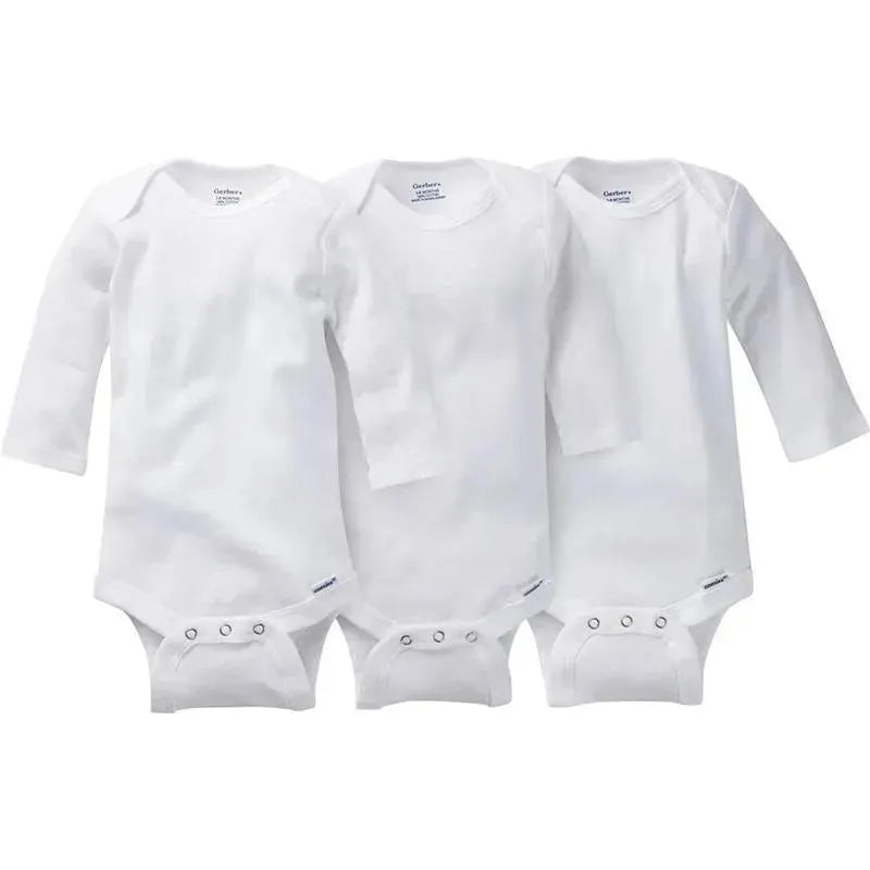 Gerber 3Pk White Onesies® - No Mitt Cuff - White Image 1