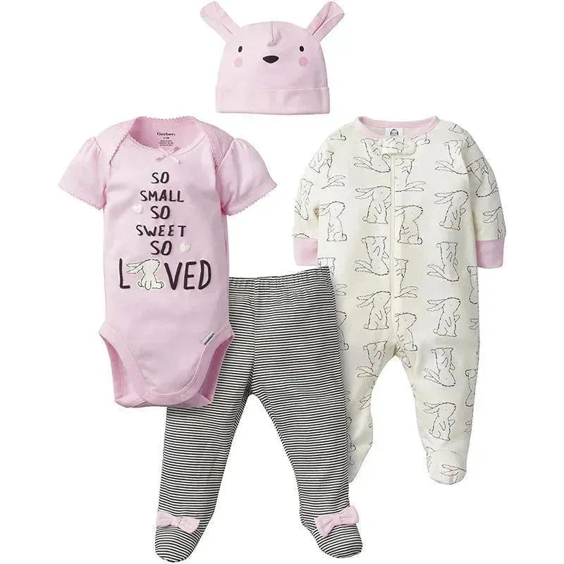 Gerber - 4 Pc Onesie, Pants and Hat Set, Bunny Image 1