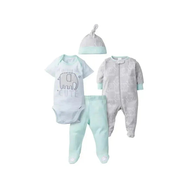 Gerber - 4Pc Set (Snp, Bodysuit, Footed Pant & Cap) Neutral, Baby Animals Image 1