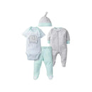 Gerber - 4Pc Set (Snp, Bodysuit, Footed Pant & Cap) Neutral, Baby Animals Image 1