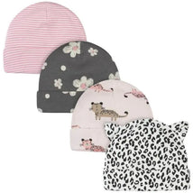 Gerber - 4Pk Baby Caps - Girl 0-6M Leopard Image 1