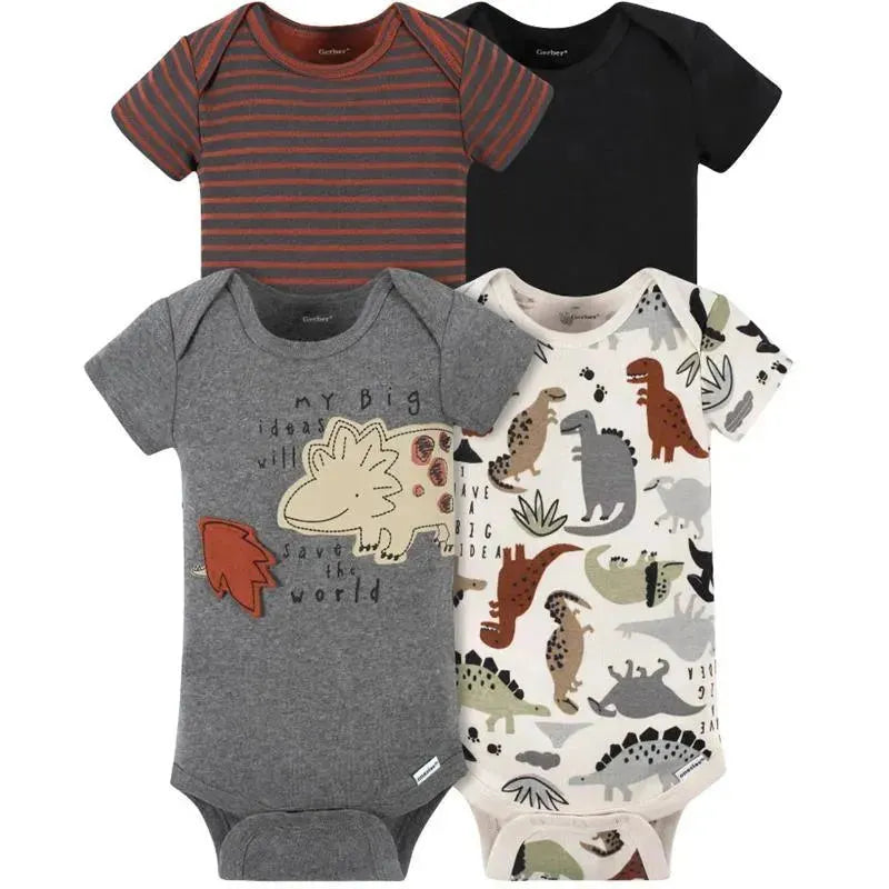 Gerber - 4Pk Baby Short Sleeve Onesies - Boy Dino Image 1