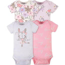 Gerber - 4Pk Baby Short Sleeve Onesies, Bunny Ballerina Image 1