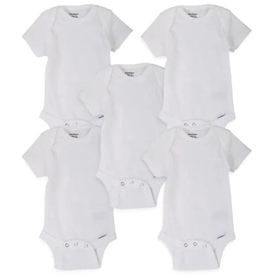 Gerber - 5Pk Short Sleeve Onesies Bodysuits, White Image 1