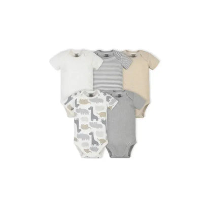 Gerber - 5Pk Short Sleeve Onesies Boy Jungle, 3/6M Image 1