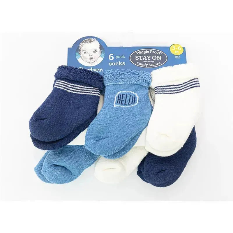 Gerber 6pk Fox Wiggle Proof Baby Terry Socks.