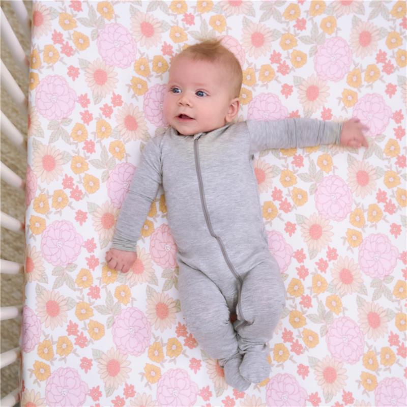 Gerber Baby 2Pk Unisex Knit Crib Sheet, Retro Floral, One Size Image 5