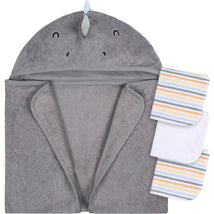Gerber - Baby Hooded Bath Towel & Washcloths, Dinosaur Image 1