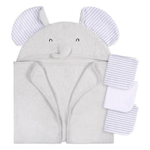 Gerber - Baby Hooded Bath Towel & Washcloths, Elephant Image 1