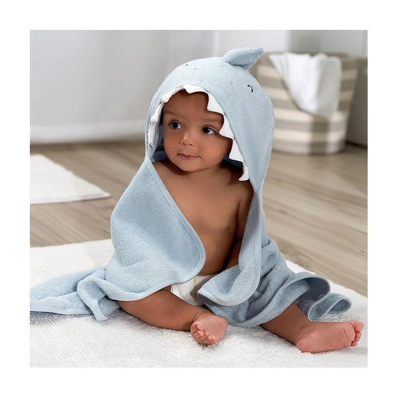 Gerber - Baby Hooded Bath Towel & Washcloths, Shark Image 3