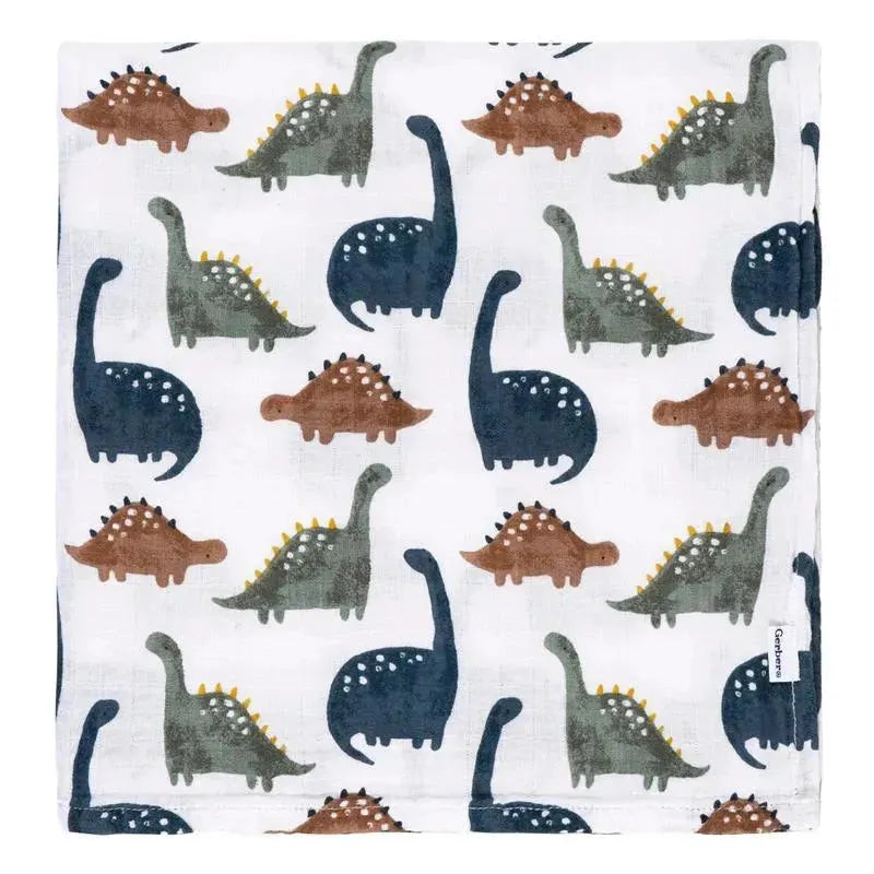 Gerber Bedding - 2Pk Muslin Blanket, Boy Dino Time Image 3