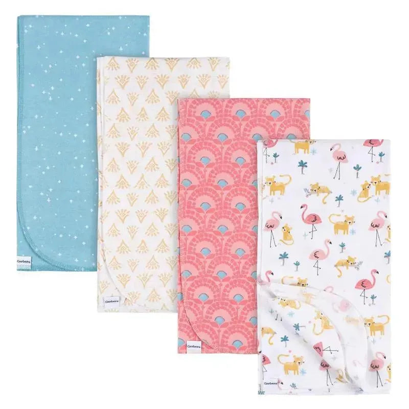 Gerber Bedding - 4Pk Flannels, Flamingo Image 1