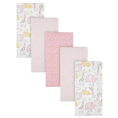Gerber Bedding - 5Pk Flannel Baby Blanket - Girl Safari Image 1