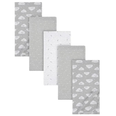 Gerber Bedding - 5Pk Flannel Baby Blanket - Neutral Cloud Image 1