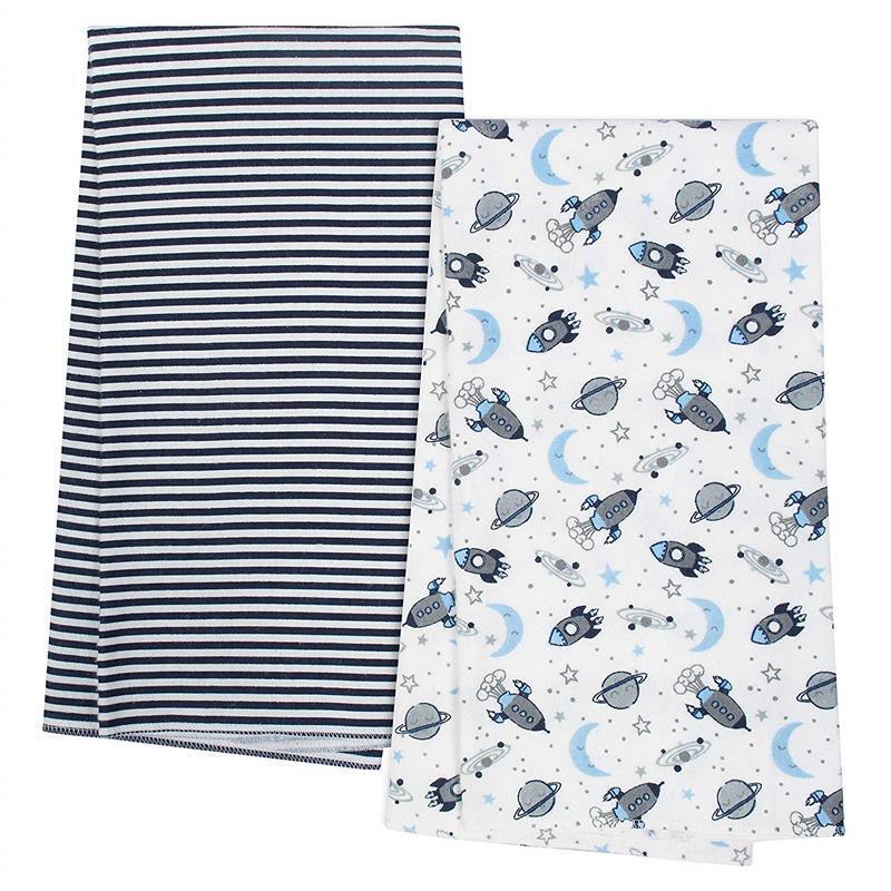 Gerber - Organic Flannel Blanket 4Pk, Navy/White Image 1