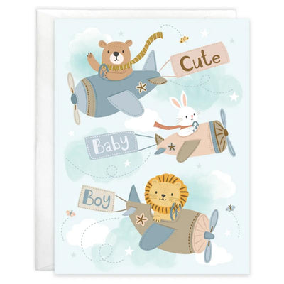 Gina B Designs - Baby Greeting Card Baby Boy Airplanes Image 1