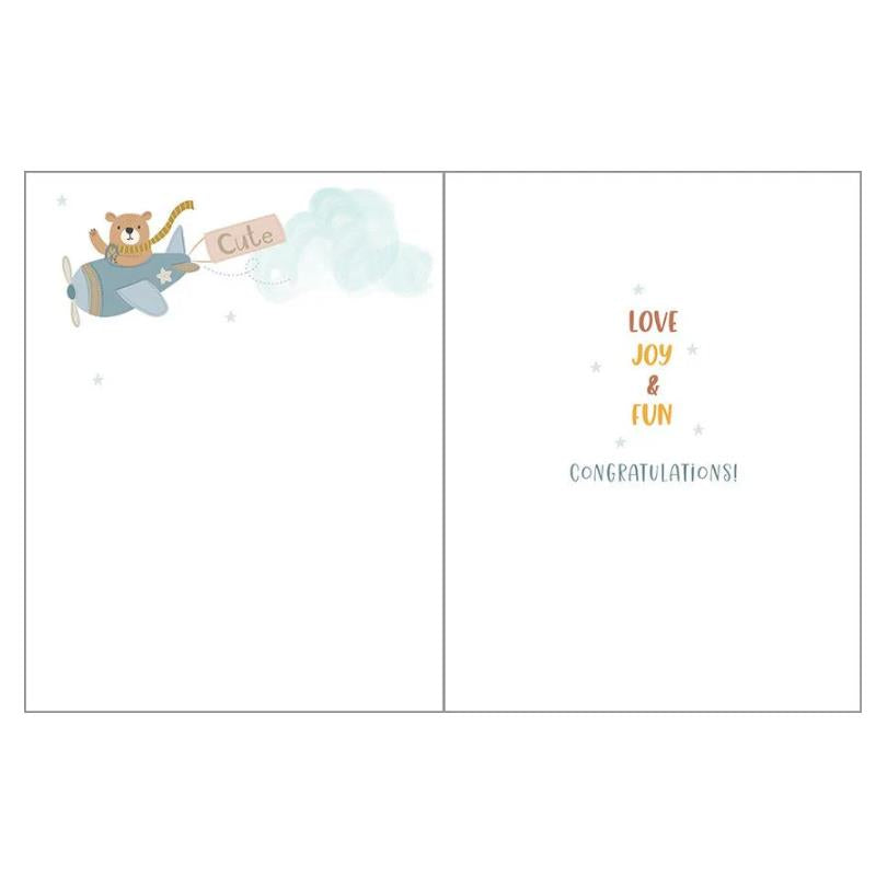 Gina B Designs - Baby Greeting Card Baby Boy Airplanes Image 2